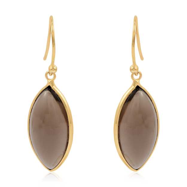 Bazel Smoky Quartz Stone Earring made with 925 Sterling Silver