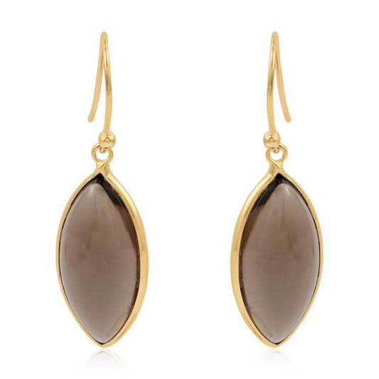 Bazel Smoky Quartz Stone Earring made with 925 Sterling Silver
