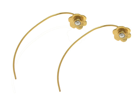 Floral Ear Crawler Flashy Gold Shiny Polish Silver Earring