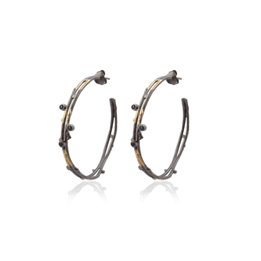 Stylish Gemstone 2 tone  Silver Earring for Women