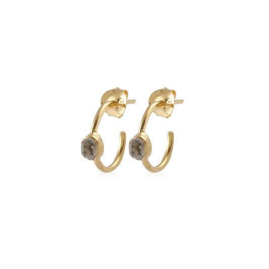 925 Silver Hoop Stud Stone Earring