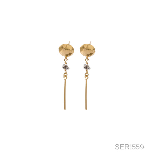 Herkimer Rough Single Stone Gold Frame Silver Earring For Women