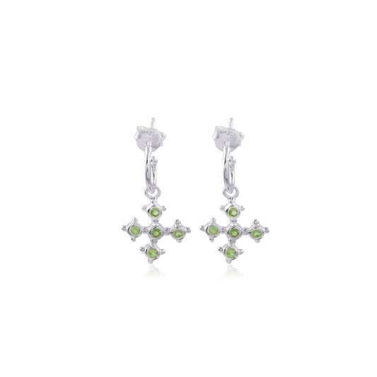 Modern Design Cross Shape Gemstone Earring made with 925 Sterling Silver