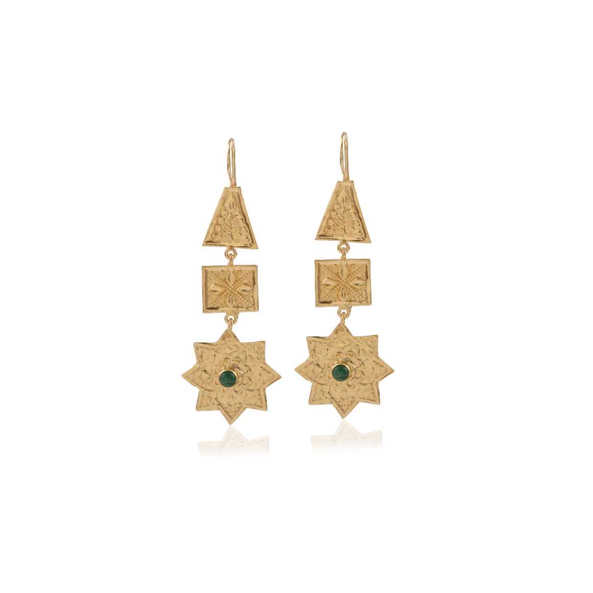 Gold-Tone Gemstone Drop Ethnic Silver Jewellery Gold Shiny Silver Earring