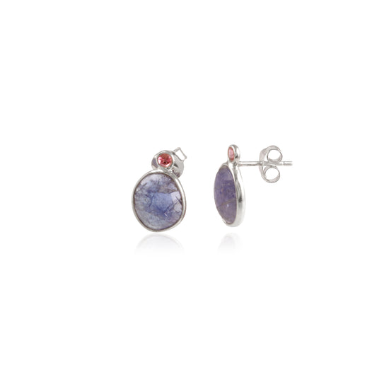925 Silver Multi Gemstone Stud Earring