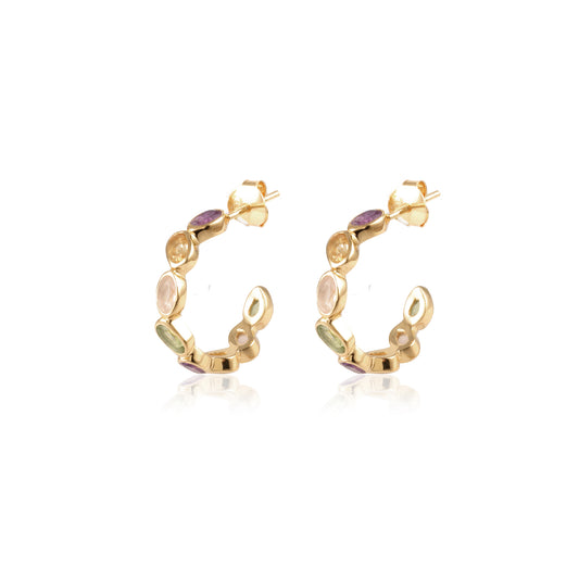 Elegant Multi Gemstone Silver Earring made with 925 Sterling Silver for Women