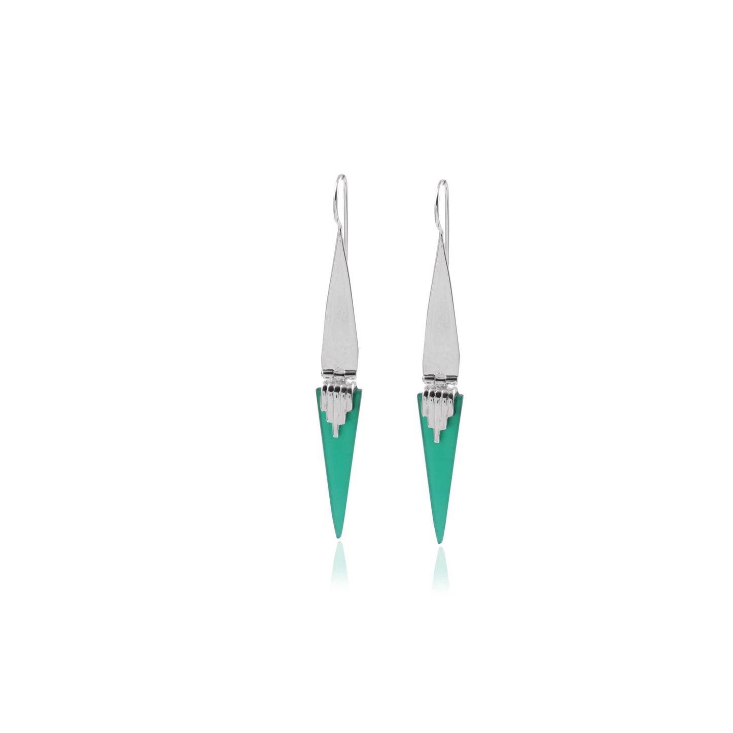 Long Blade Drop Earring with Turquoise Spike Accent silver Earring