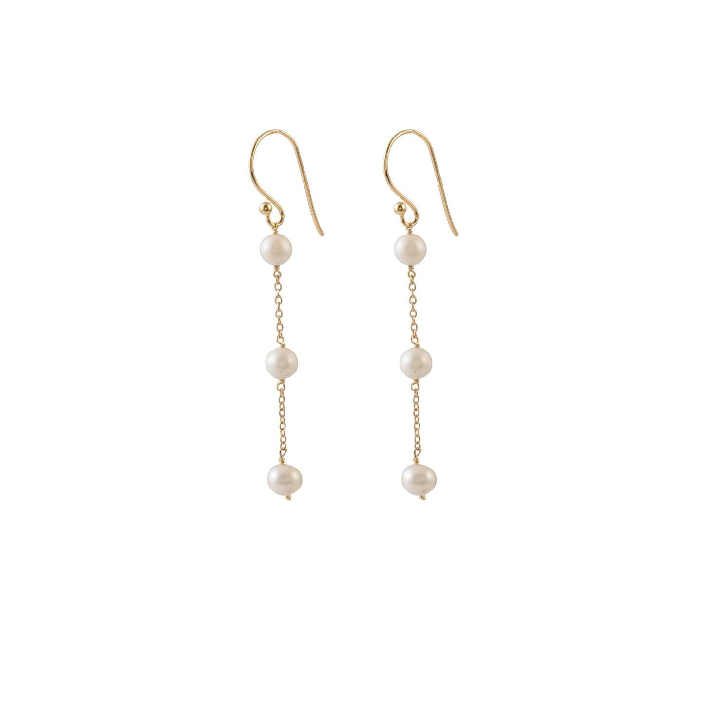 Elegant White Pearl Chain Earring made with 925 Sterling Silver for Women