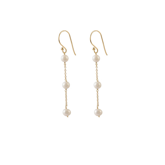 Elegant White Pearl Chain Earring made with 925 Sterling Silver for Women