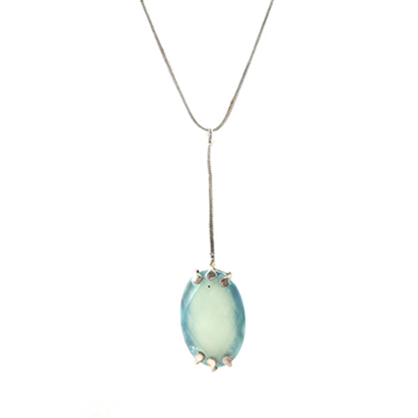 Natural Big Gemstone Necklace with 925 Sterling Silver