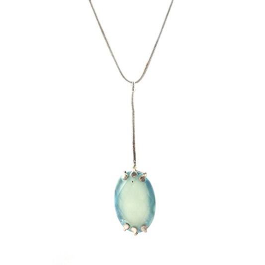 Natural Big Gemstone Necklace with 925 Sterling Silver