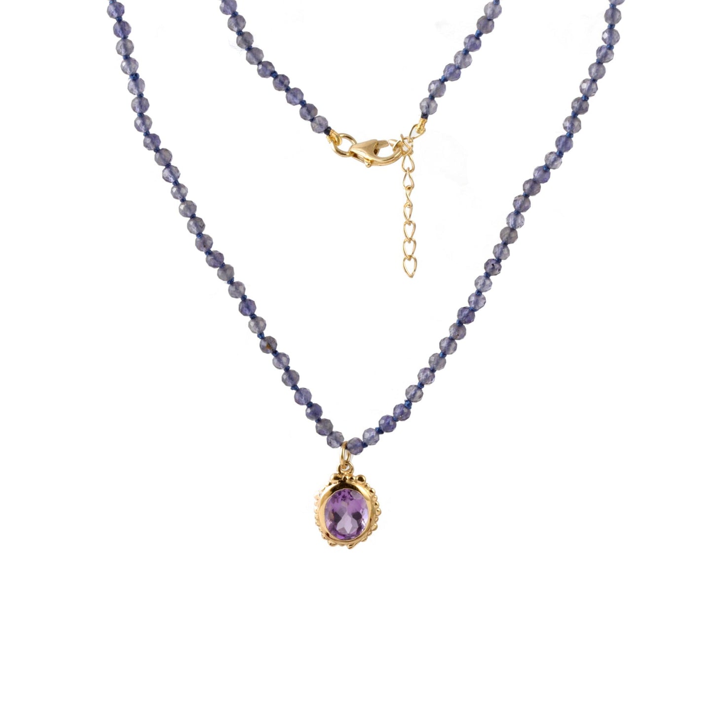 Beads Gemstone Necklace with 925 Sterling Silver