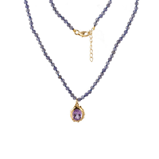Beads Gemstone Necklace with 925 Sterling Silver