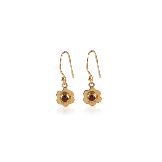 Floral Single Pearl Stone Shiny Silver Earring