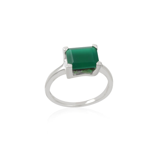 Silver Single Stone Ring