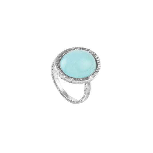 Silver Hammer Stone Ring