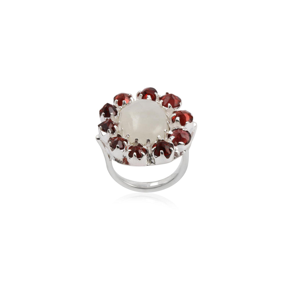 Stylish Multi Gemstone Silver Ring with 925 Sterling Silver
