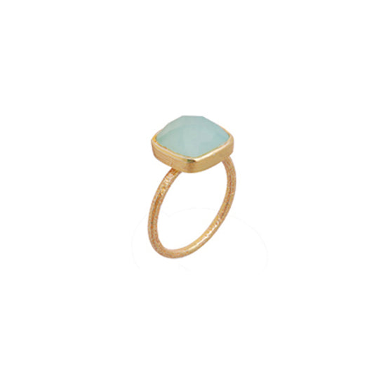 Single Stone Gold Platted Silver Ring  with 925 Sterling Silver