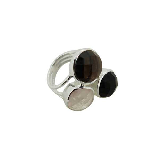 Designer Multi Gemstone Silver  Ring with 925 Sterling Silver