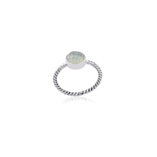 Single Stone Shiny Silver Ring with 925 Sterling Silver