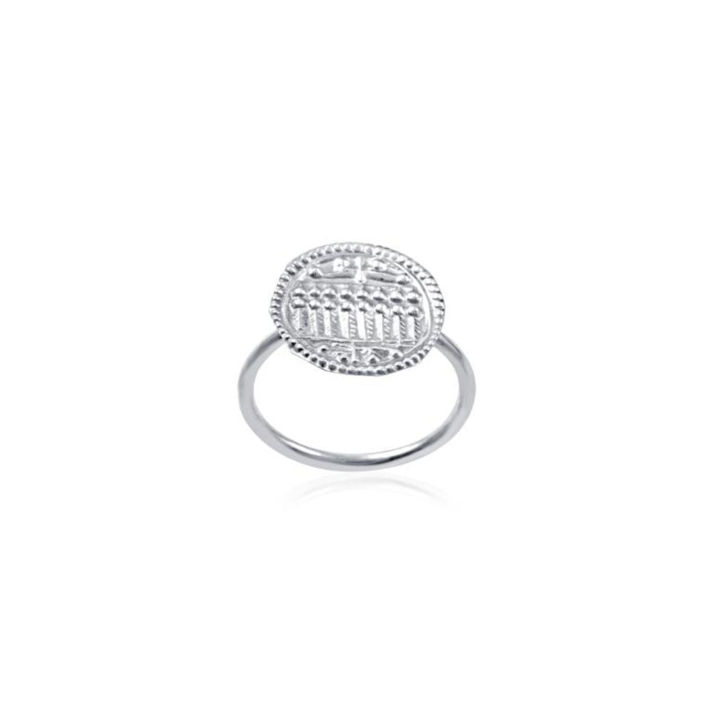 Ethnic Textured Plain Silver Ring with 925 Sterling Silver