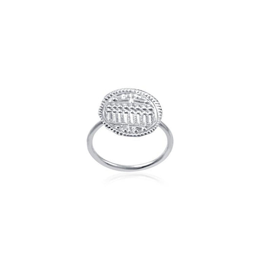 Ethnic Textured Plain Silver Ring with 925 Sterling Silver