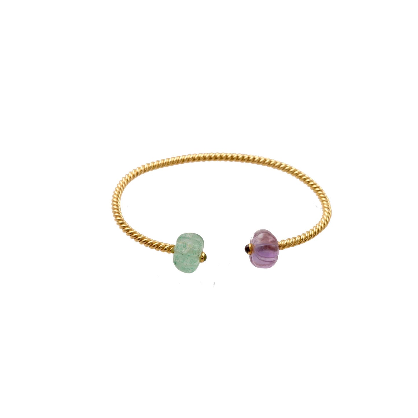 Carving Stone Bangle with 925 Sterling Silver
