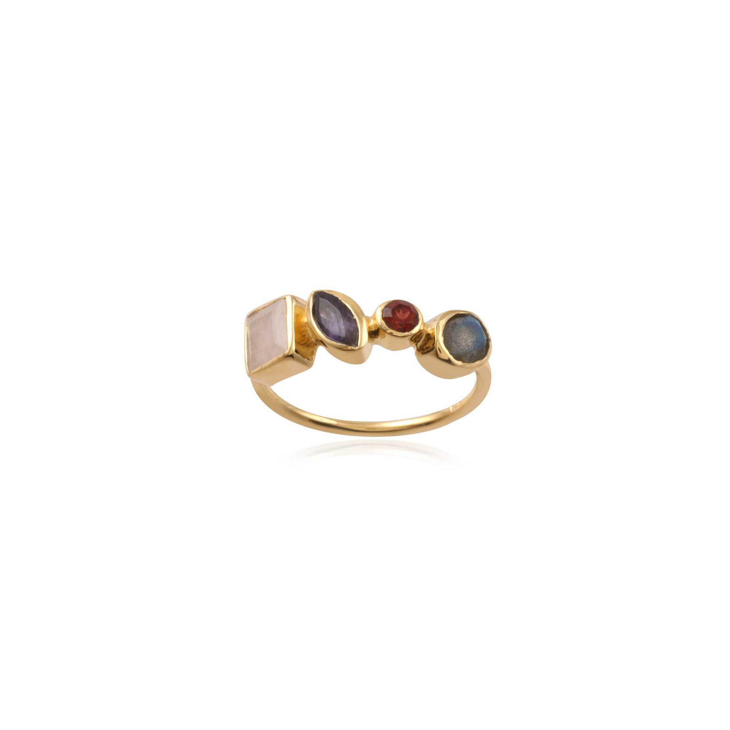 Silver Multi Gemstone Ring