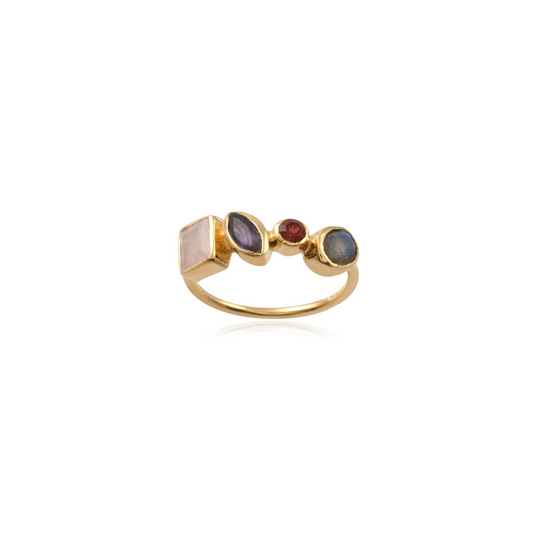Silver Multi Gemstone Ring