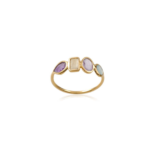Silver Multi Gemstone Ring
