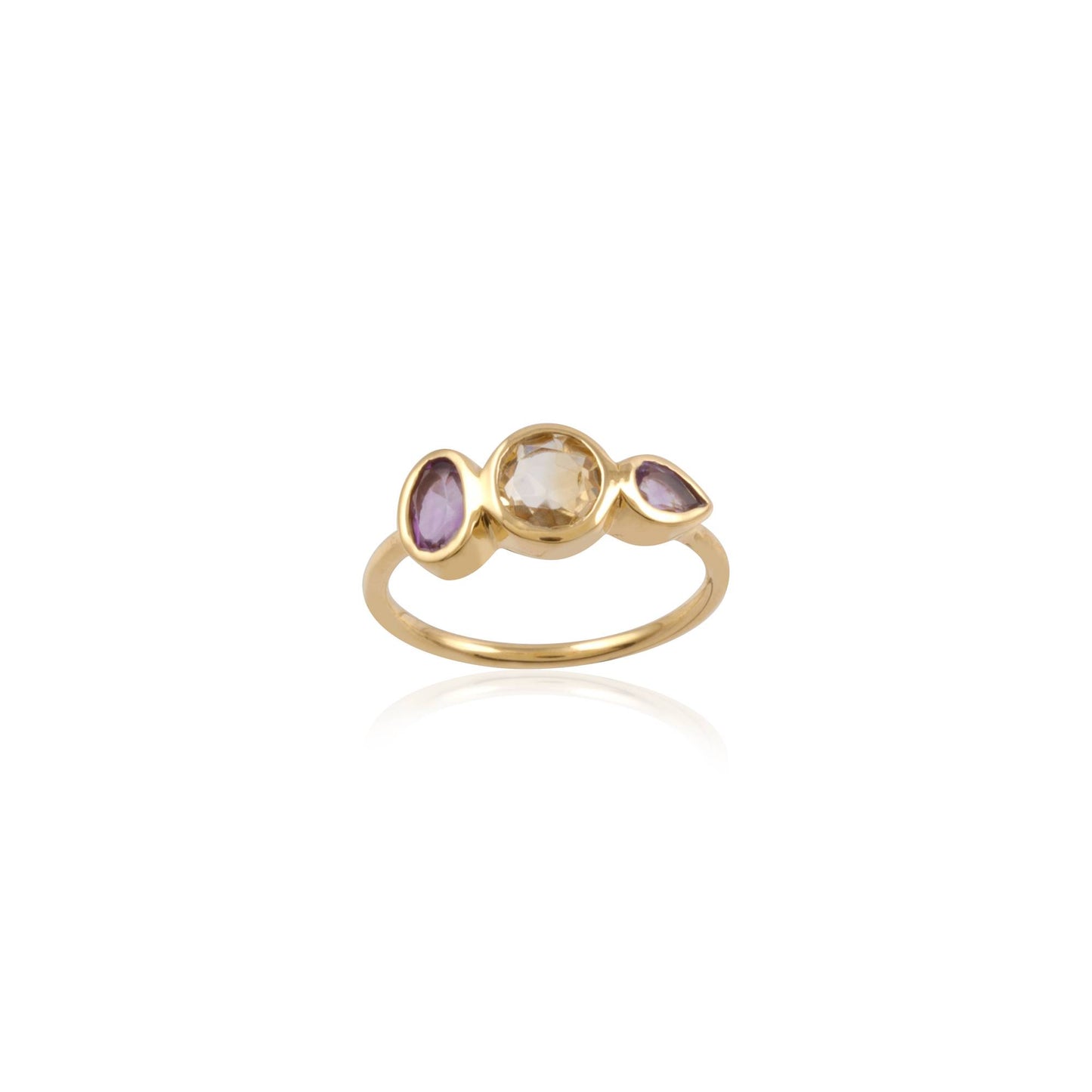 Gem Stone Round Oval Silver Ring with 925 Sterling Silver
