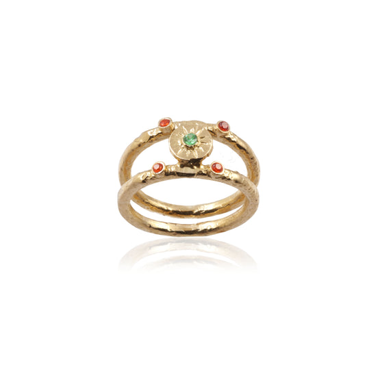 Multi Gem Stone Silver Ring with 925 Sterling Silver