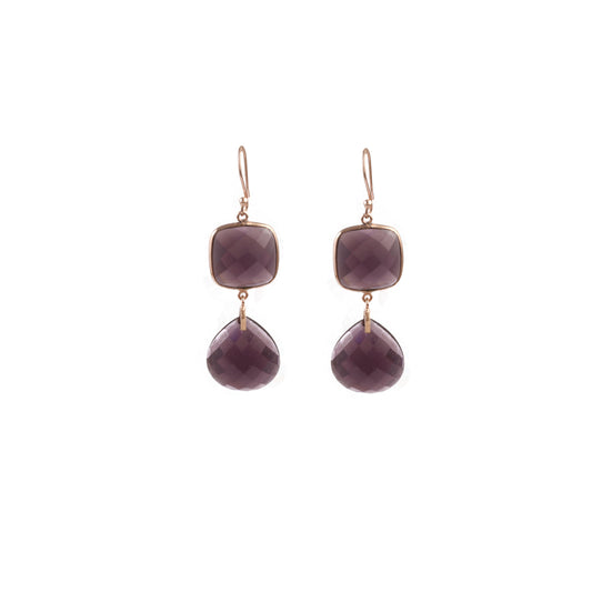 Bazel Gemstone Silver Earring with 925 Sterling Silver