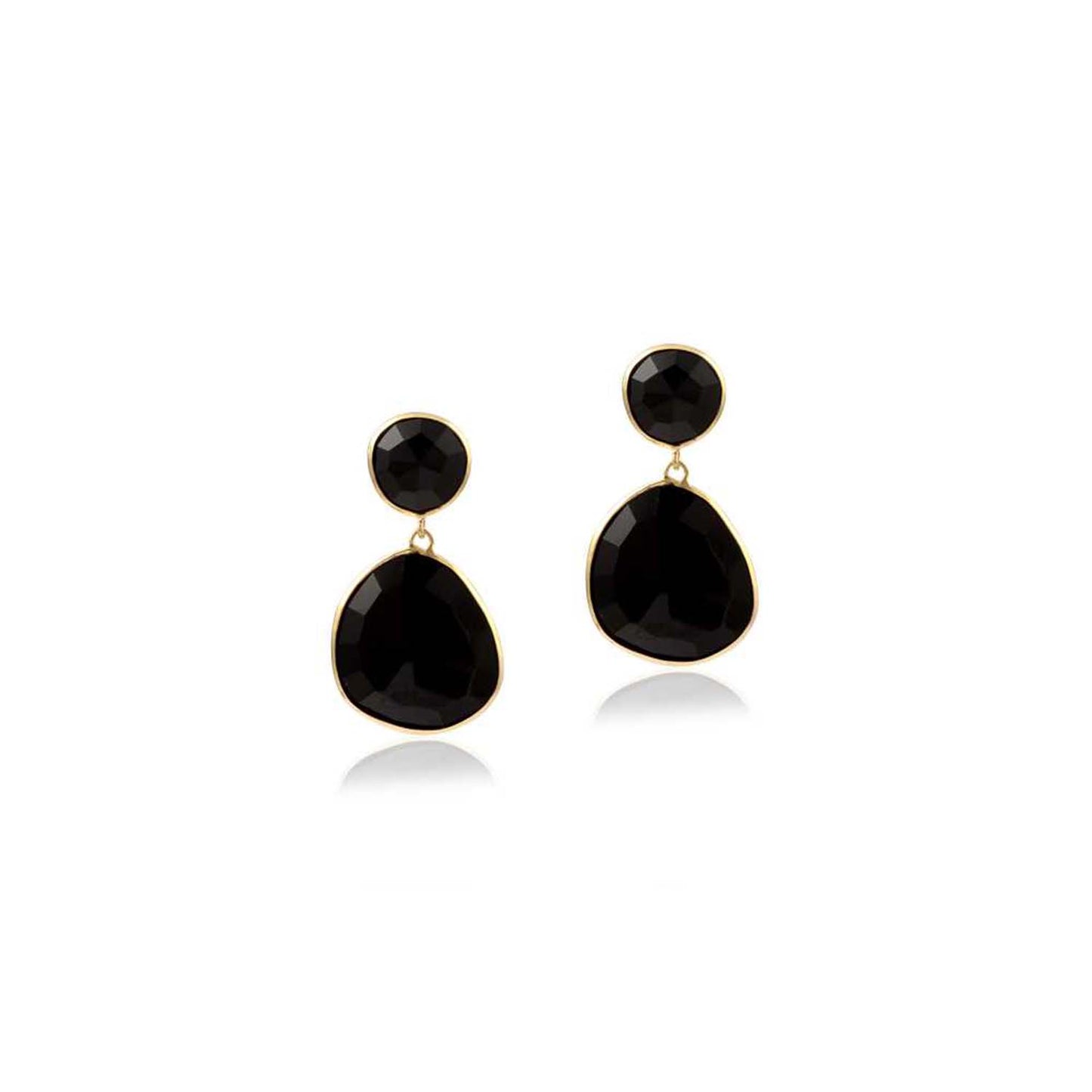 Black Onyx Multi Gemstone Stylish Polished Gold Shiny Silver Earring