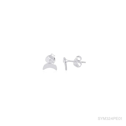 Moon Shape Shiny Silver Earring made with 925 Sterling Silver