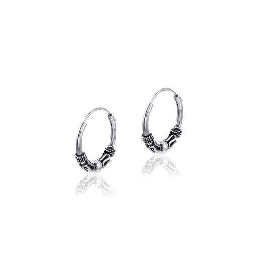 Ethnic Silver Oxidised Shiny Silver Earring