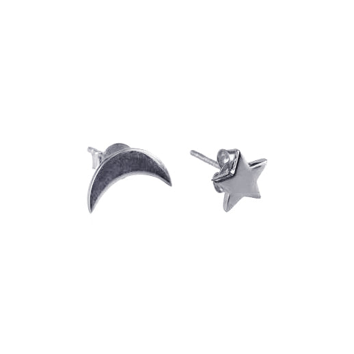 Star & half moon studs earring