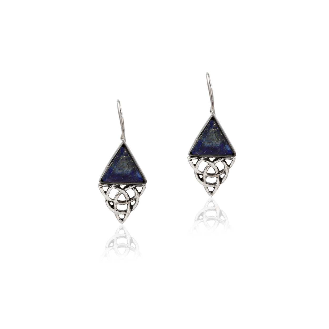 Lapis Single Stone Shiny Silver Earring