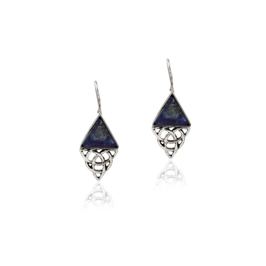 Lapis Single Stone Shiny Silver Earring