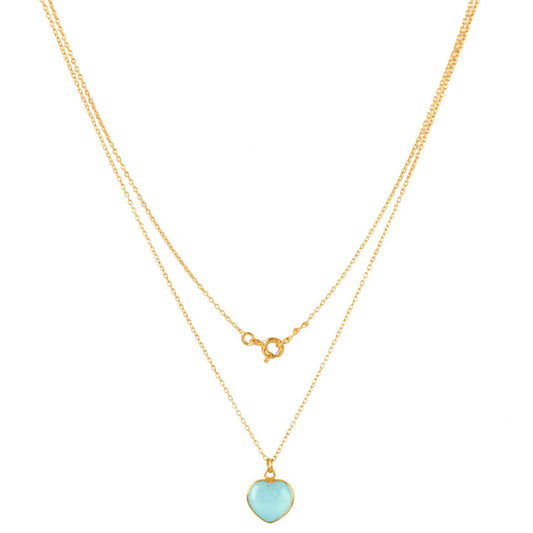 Gemstone Round Silver Necklace with 925 Sterling Silver