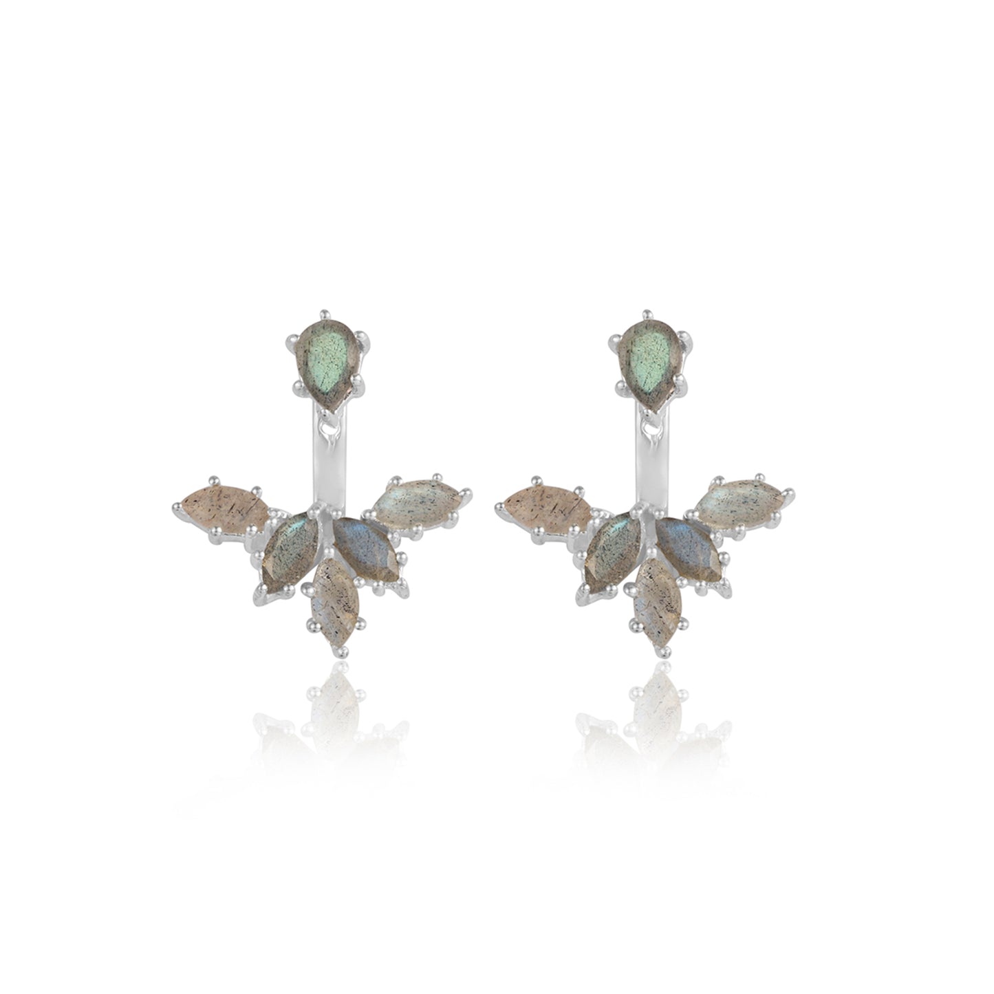 Leaf Design Multi Gemstone Earring made with 925 Sterling Silver