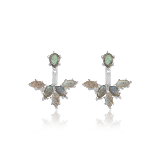 Leaf Design Multi Gemstone Earring made with 925 Sterling Silver