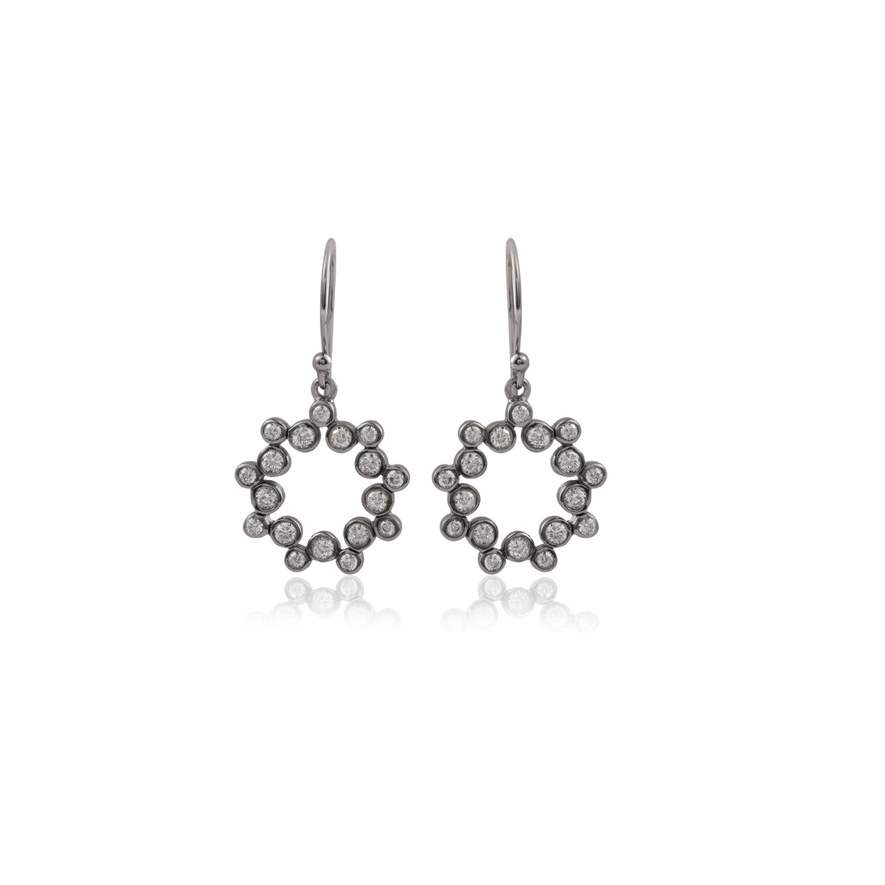 Disk Shape Multi Gemstone Gold Shiny Silver Earring