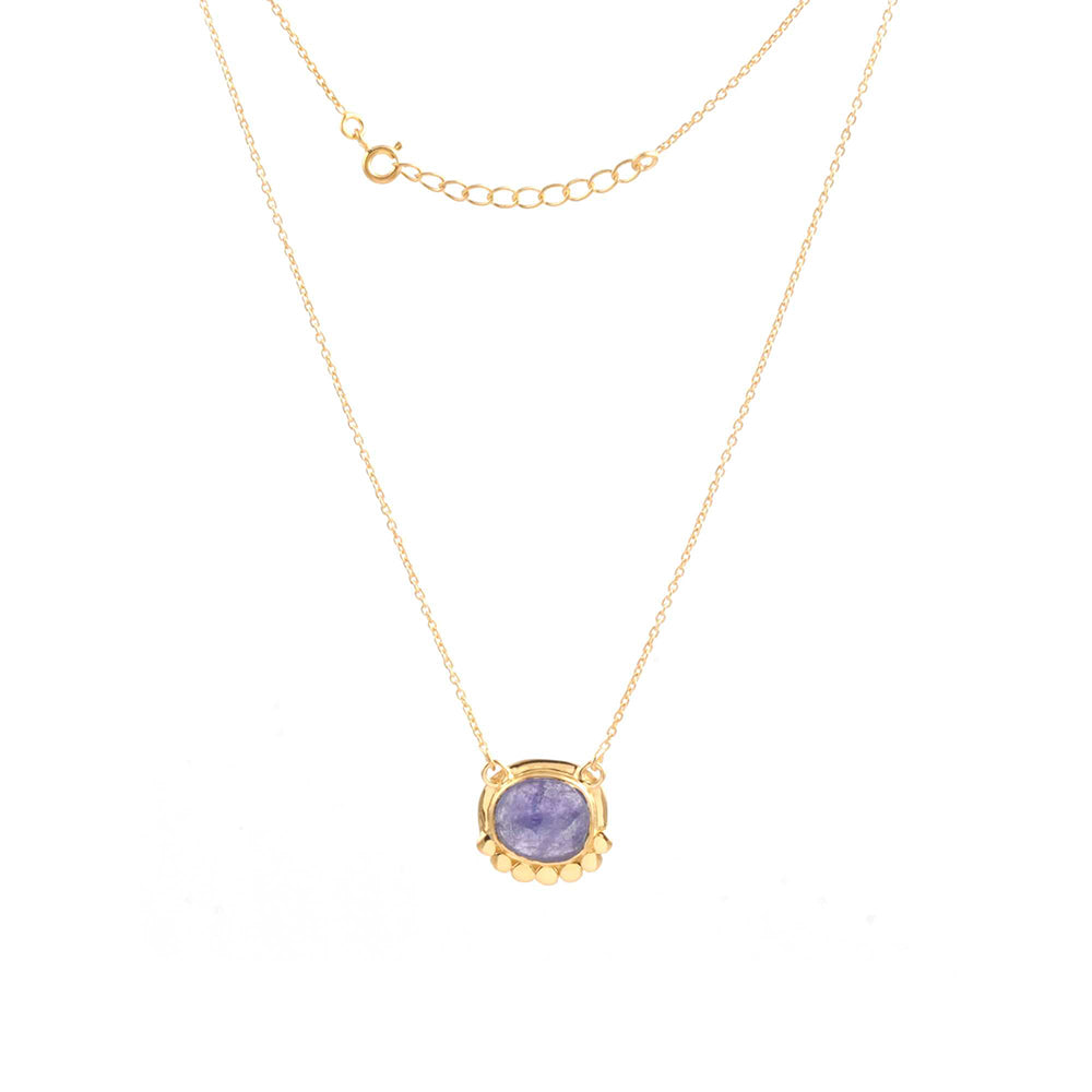 Elegant Tanzanite Stone Silver Necklace with 925 Sterling Silver