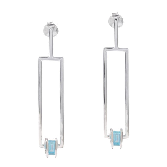 925 Sterling Silver Gemstone Square Shape Earring for Women