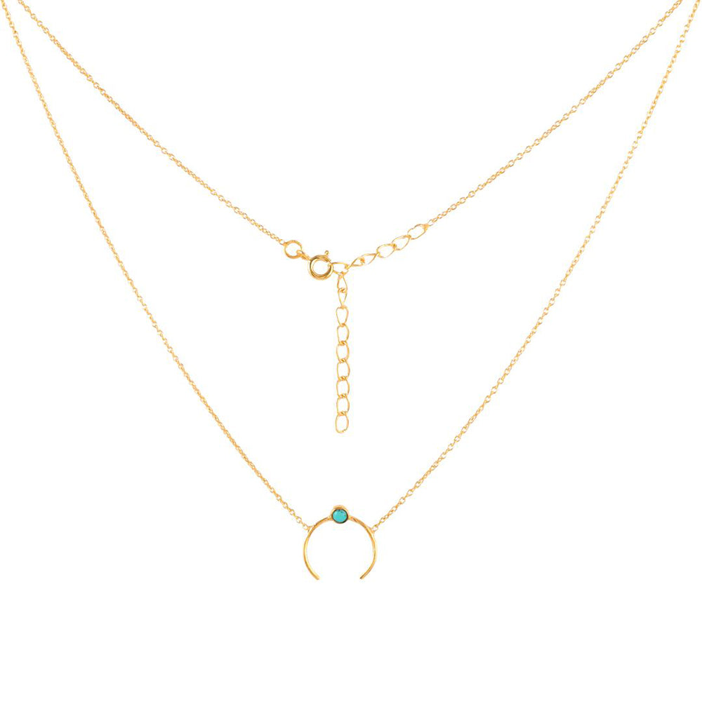 Half Moon Design Gemstone Necklace with 925 Sterling Silver