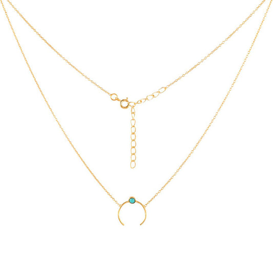 Half Moon Design Gemstone Necklace with 925 Sterling Silver