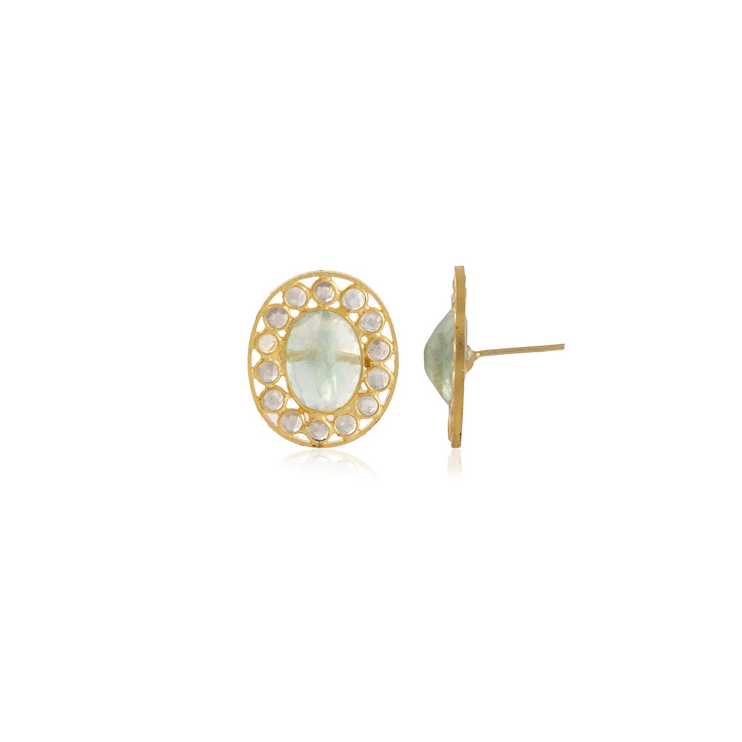 Multi Gemstone Polki Style Earring made with 925 Sterling Silver