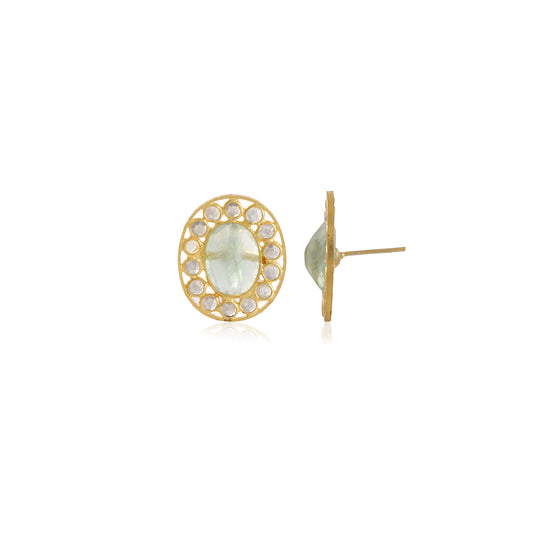 Multi Gemstone Polki Style Earring made with 925 Sterling Silver