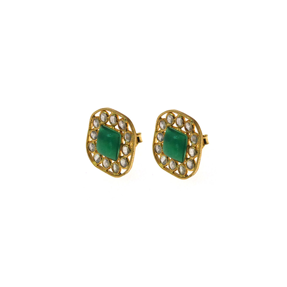 Multi Gemstone Polki Style Earring made with 925 Sterling Silver